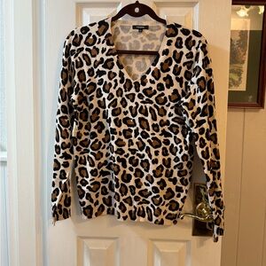 Premise Leopard Print V-Neck Sweater